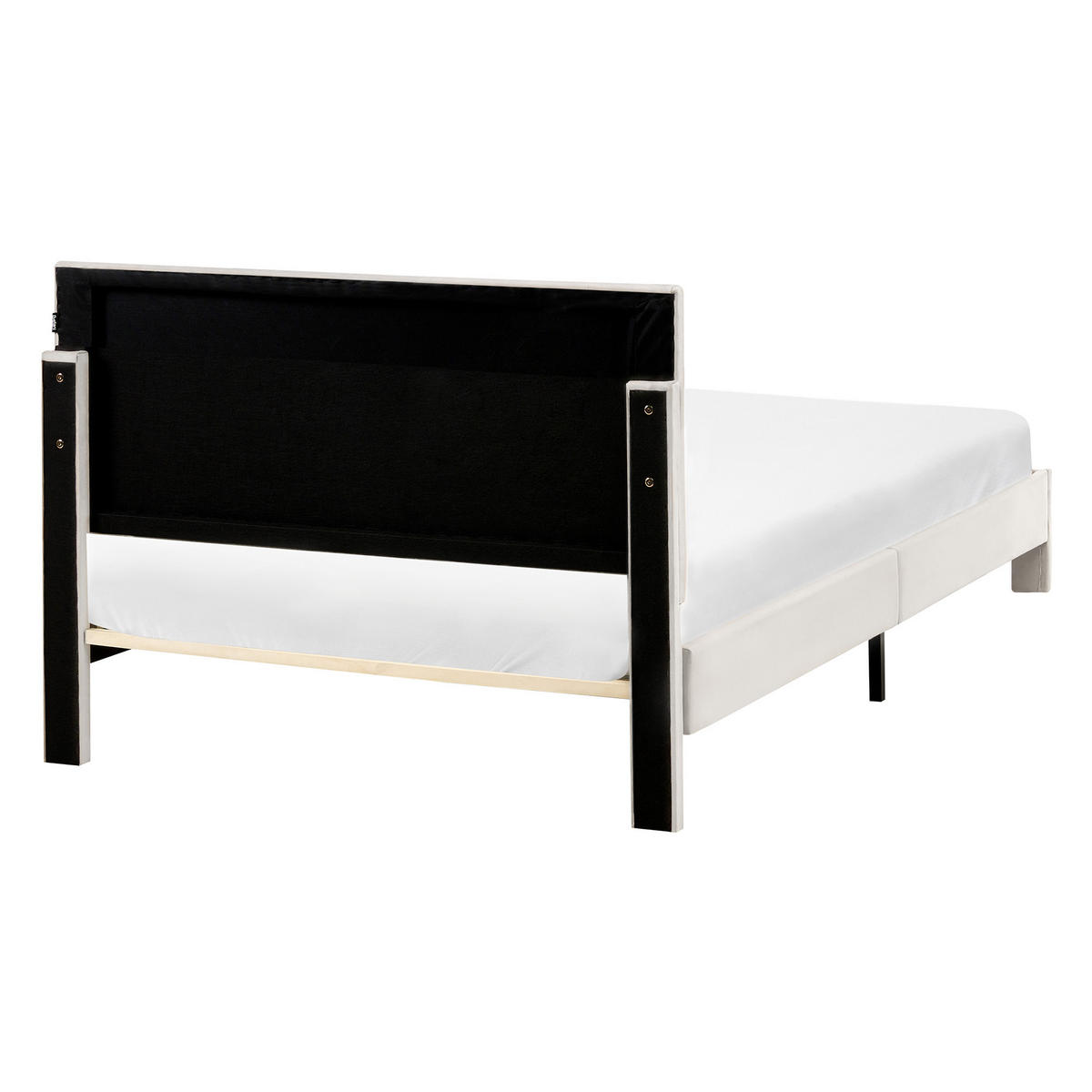 BETT mit Schubladen 120/200 cm Samtstoff Cremeweiß Lonzac - Creme, Textil (120/200cm) - Beliani