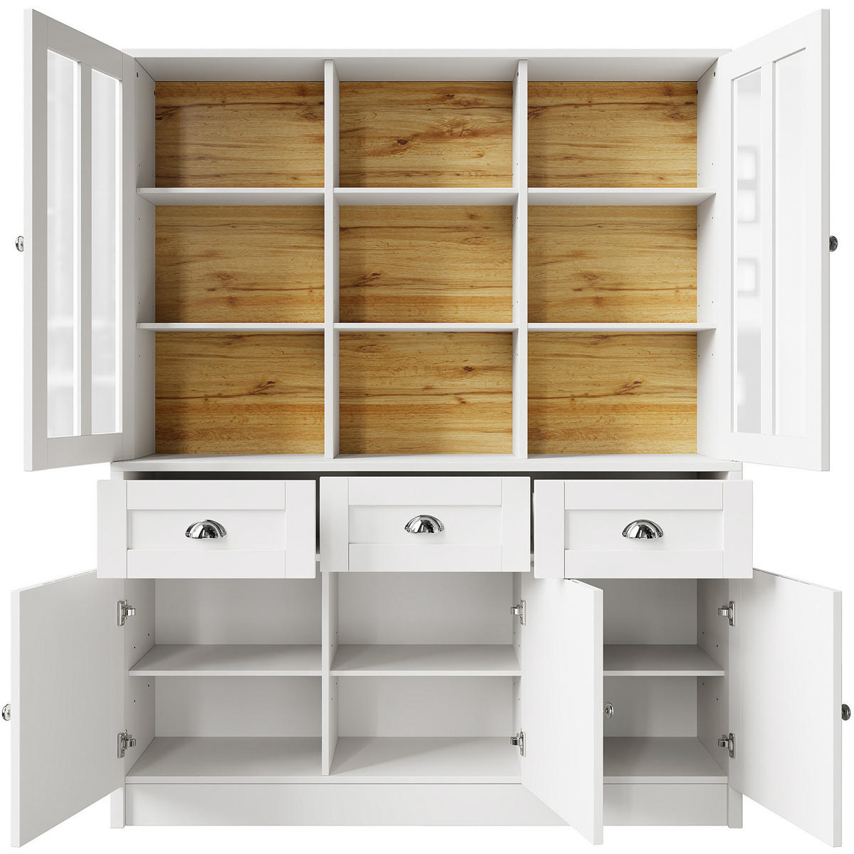 HOCHSCHRANK mit Acryl-Türen und verstellbaren Einlegeböden, 140/40/175 cm, Weiß - Weiß, Holzwerkstoff (140/175/40cm) - Redom