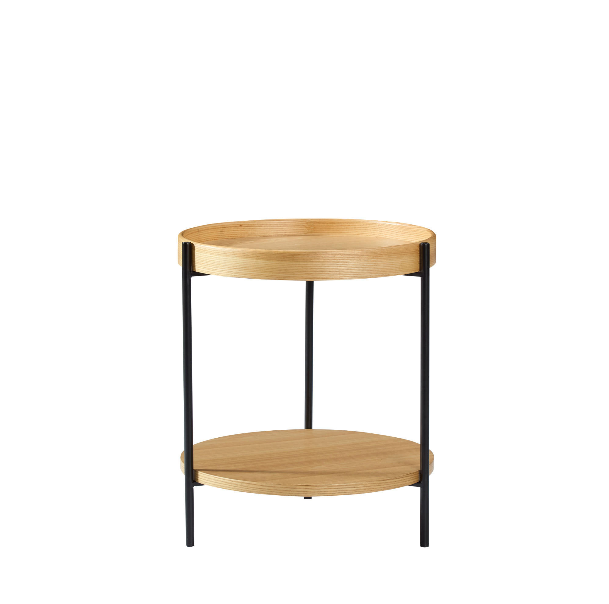 COUCHTISCH 50/50/48 cm mit 2 Ablagen und offenem Metallgestell in Holzoptik, Natur - Naturfarben, Holzwerkstoff (50/50/48cm) - Redom