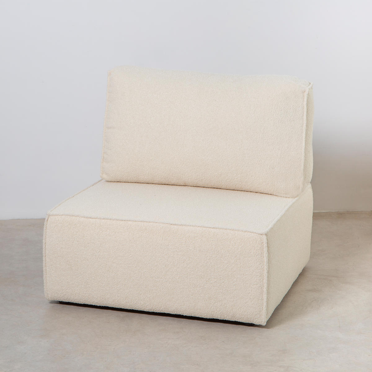 3-SITZER-SOFA Chaiselongue bezogen Bouclé und Kiefernholz Schneeweiß LEA - Weiß, Textil (278/87/90cm) - RNT By Really Nice Things