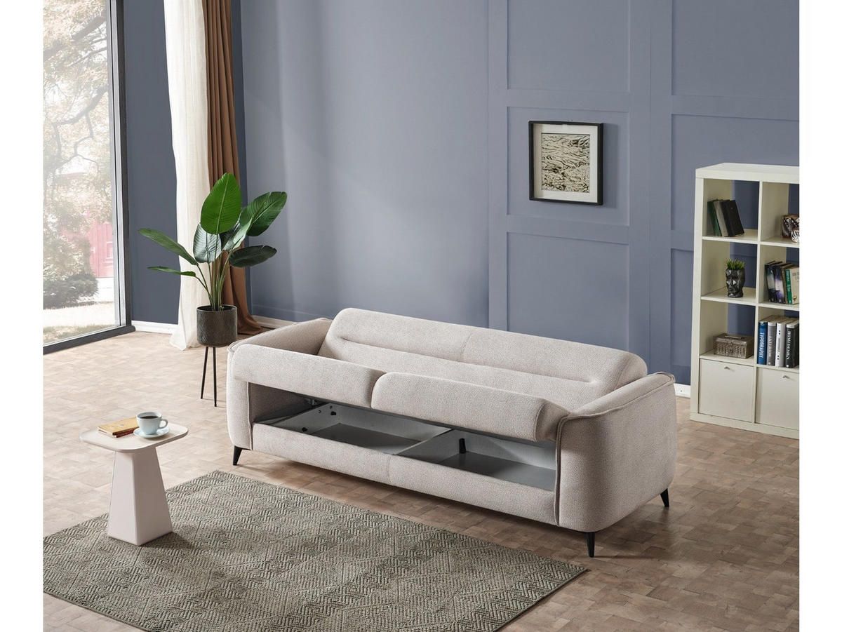 SITZGARNITUR Acapulco, Beige Stellvariante 3+3+1 - Beige, Holzwerkstoff/Kunststoff (237/87/98cm)