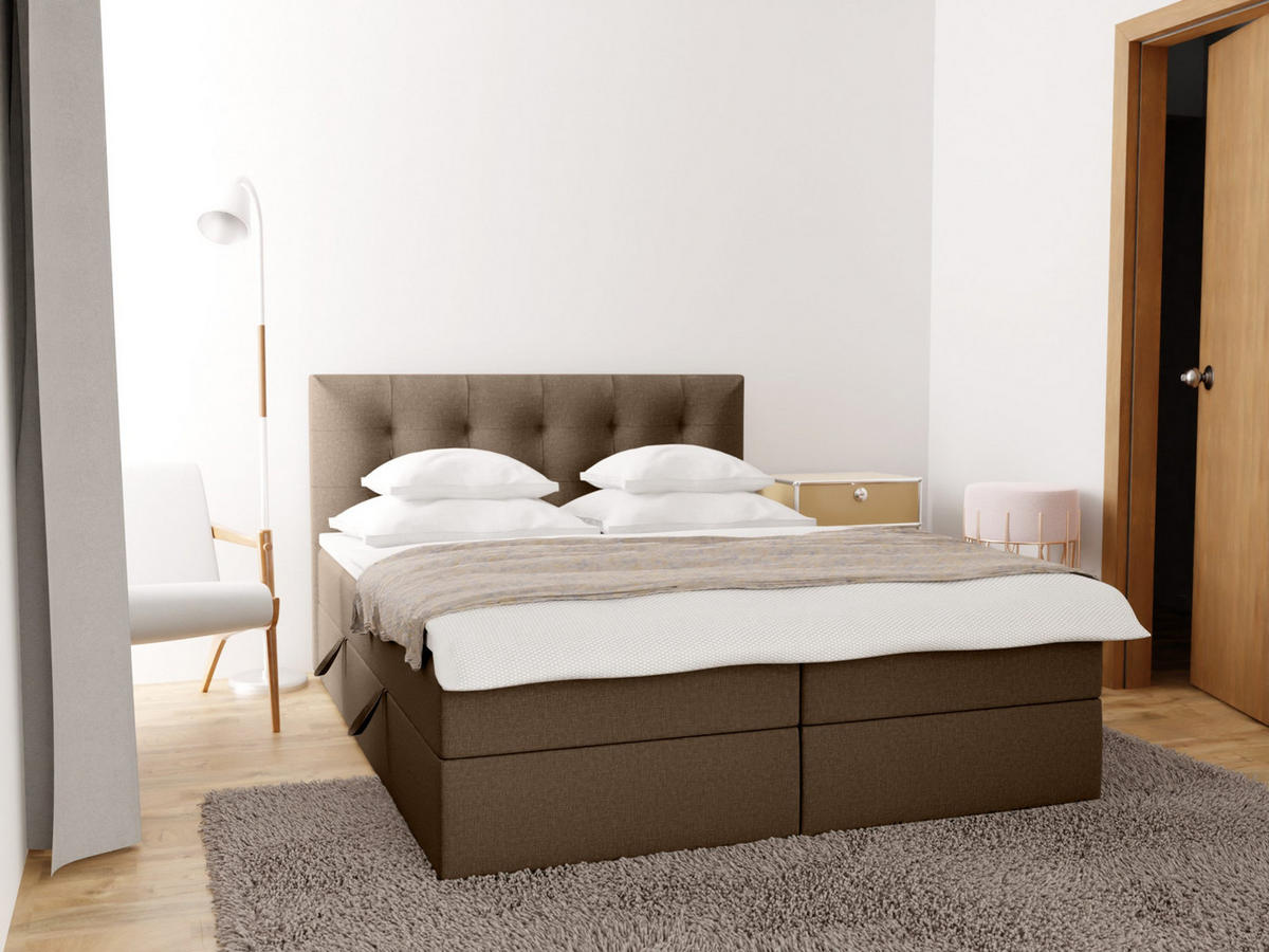 BOXBETT Doppelbett Kolumbo Braun 140x200 cm - Braun, Textil (140/200cm) - Fedve