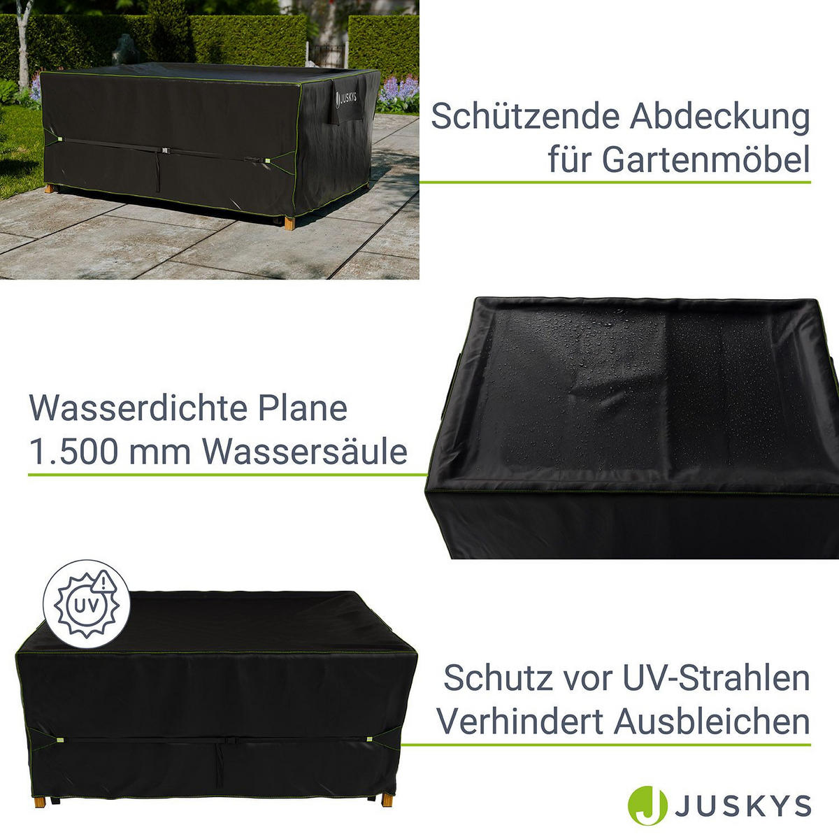GARTENMÖBELABDECKUNG CoverSafe Pro schwarz - Schwarz, Kunststoff (162/100/242cm) - Juskys