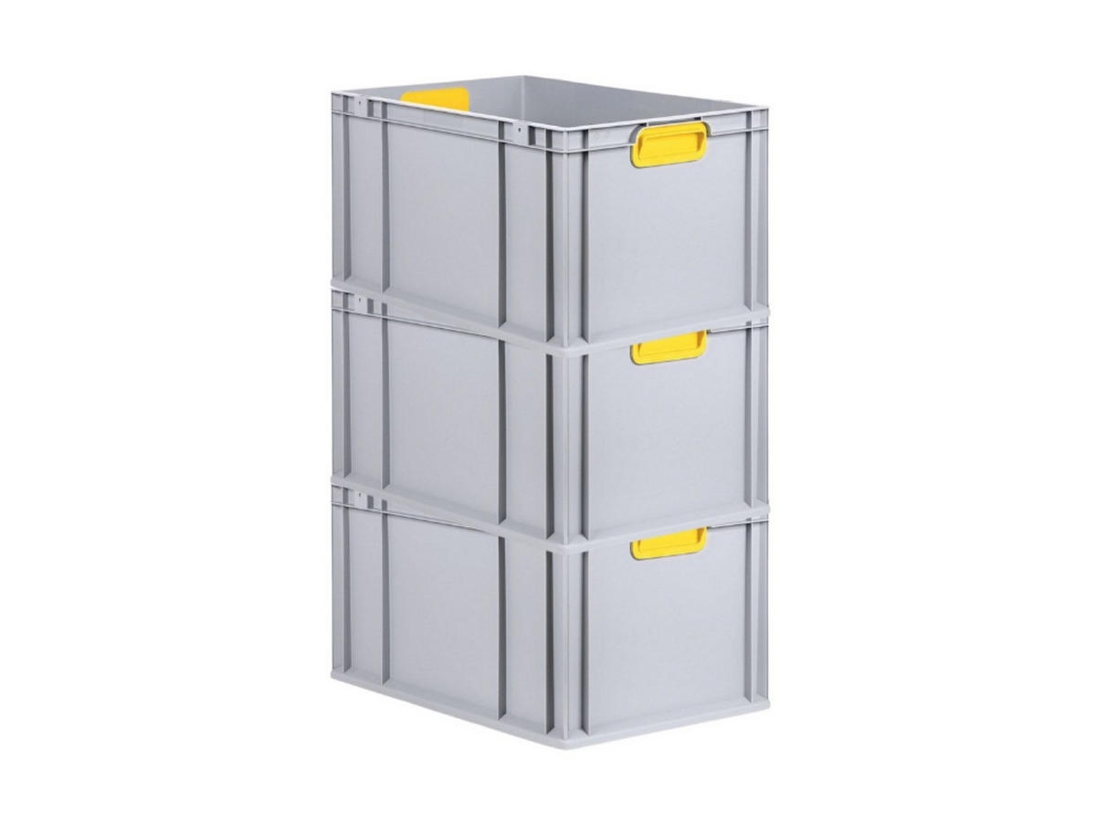 EUROBOX 3x Nextgen Color 32x40x60cm 65 Liter Griffe Gelb Geschlossen - Gelb, Kunststoff (40/22/60cm) - PROREGAL