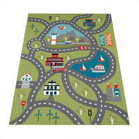 KINDERTEPPICH waschmaschinenwaschbar Verkehrsinfrastruktur‑Muster Kinderzimmer schmutzabweisend Grün Rechteckig 100x200 - Grün, Textil (100/200cm) - KADIMA DESIGN