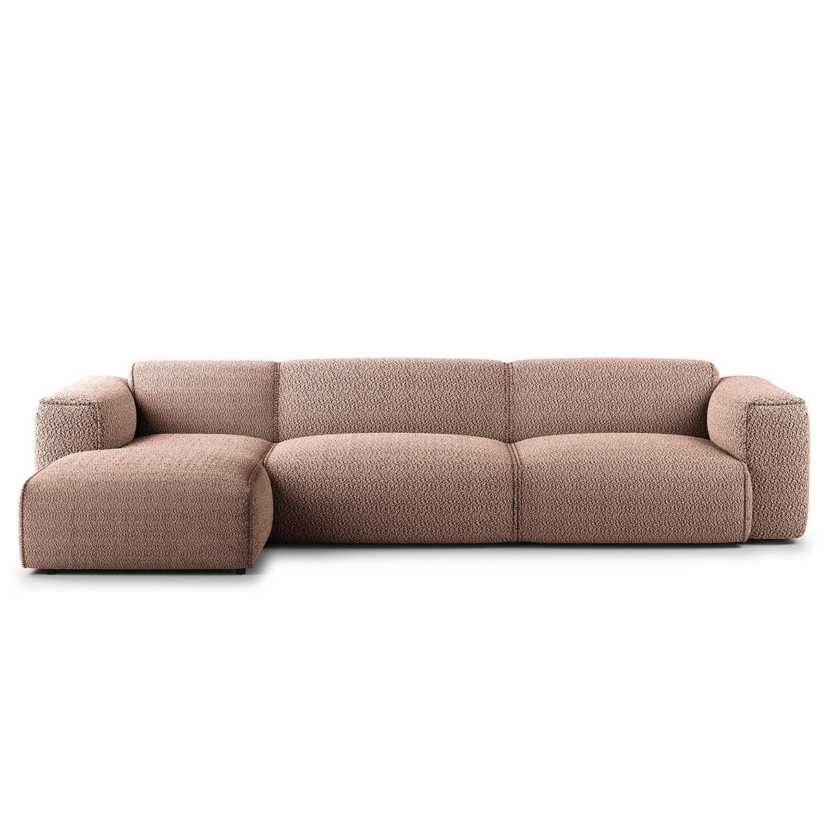 3-SITZER ECKSOFA mit Longchair - Mauve/Schwarz, Kunststoff/Textil (317/173cm) - home24