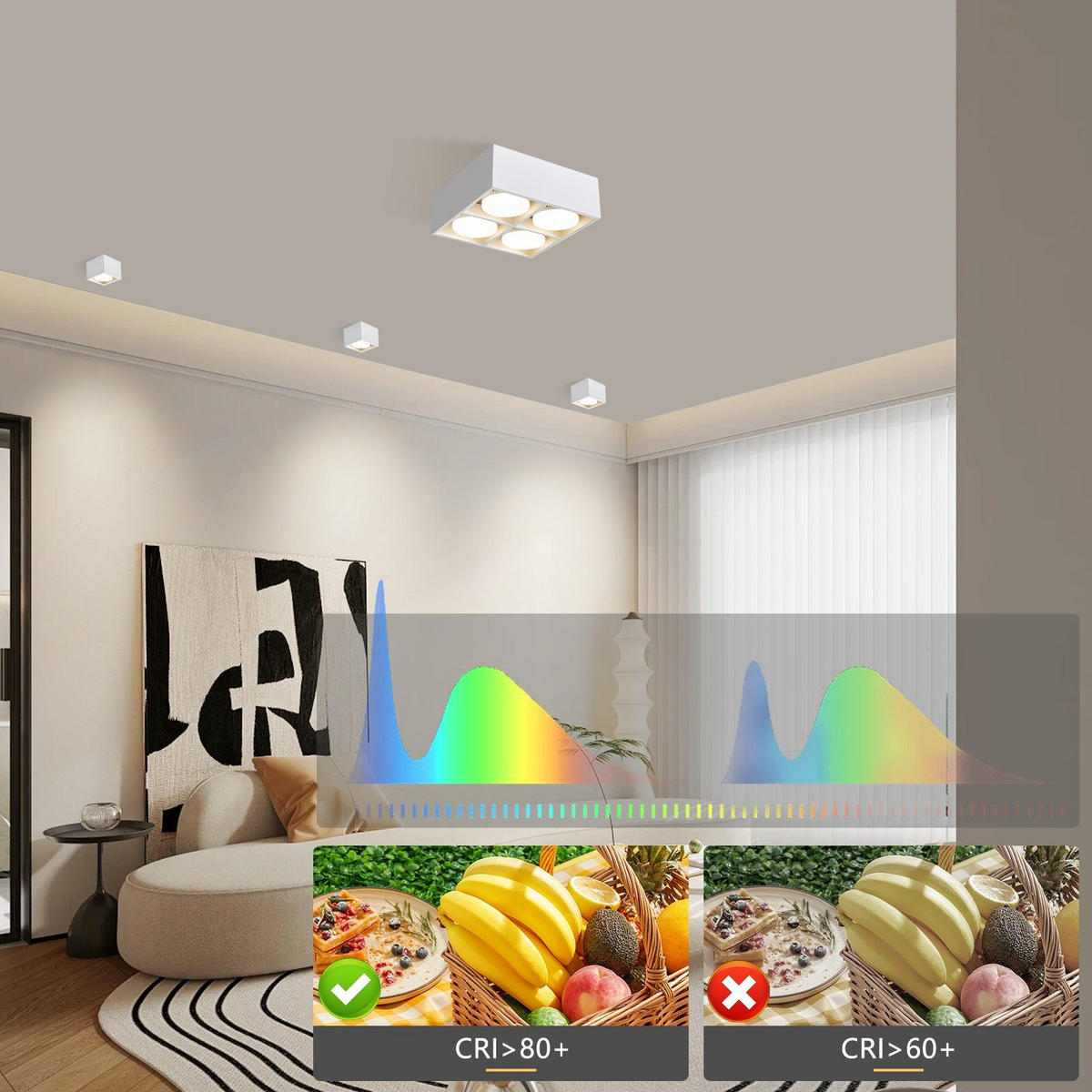 LED-DECKENLEUCHTE Harmonie 4-flammig 20/20/9 cm - Weiß, Metall (20/20/9cm) - Nettlife