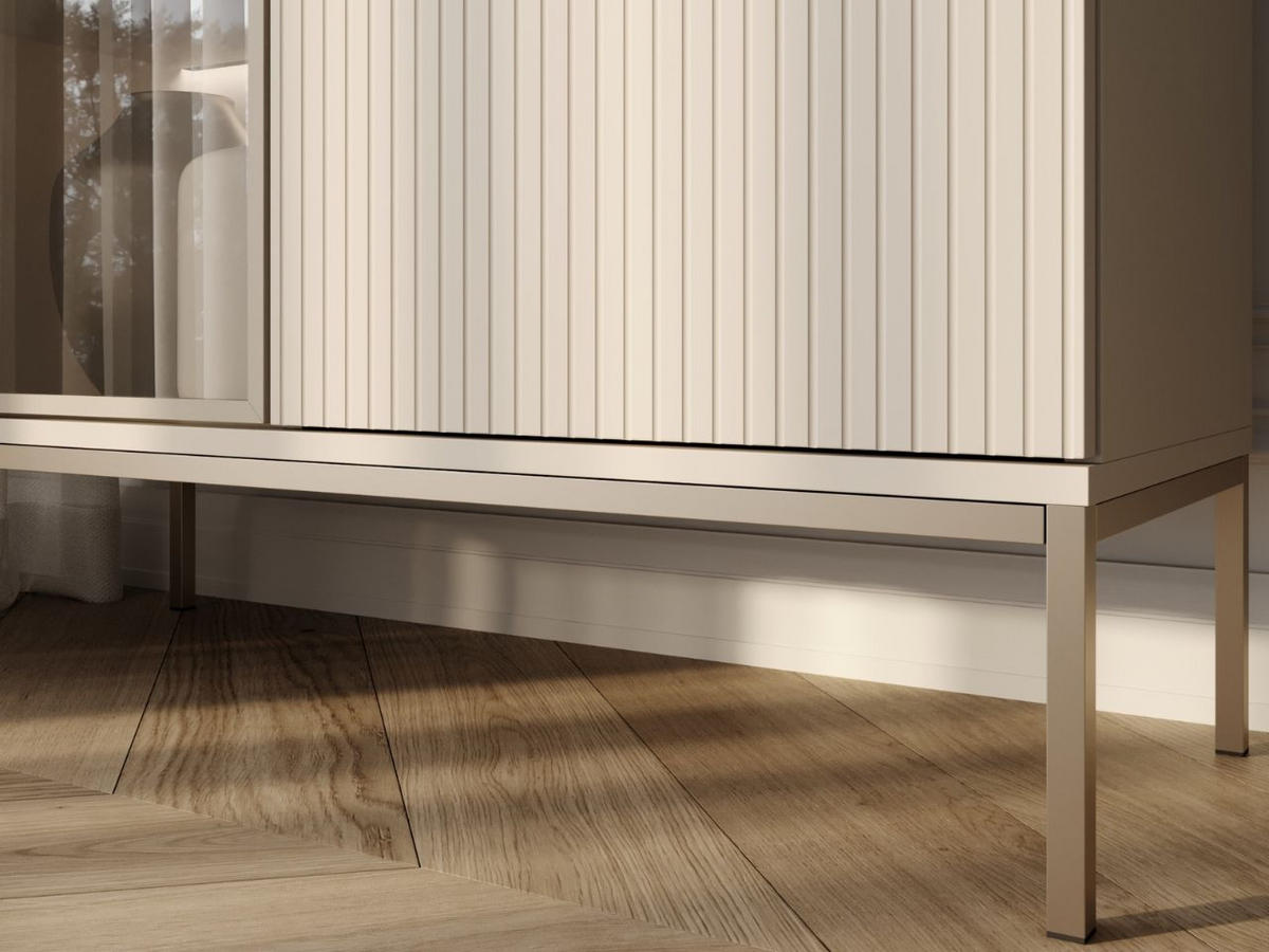 VITRINE Kaschmir 104/126/39 cm Deo - Kaschmir/Champagner, Naturmaterialien/Glas (104/126/39cm) - Graingold