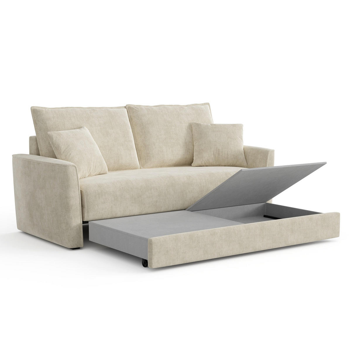 SCHLAFSOFA GERADE Rastergewebe Creme 180cm - Creme, Textil (180/97/93.5cm) - Sia Home