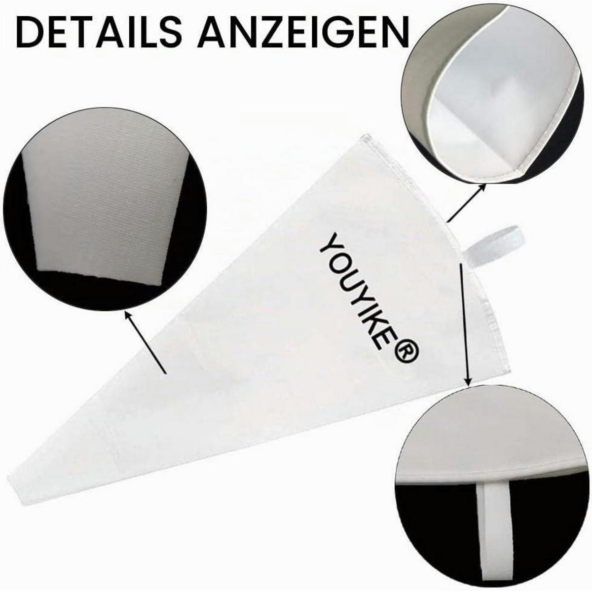 SPRITZBEUTEL 4-teiliges Set Stoff 30-45 cm - Weiß, Textil (45/45/45cm)