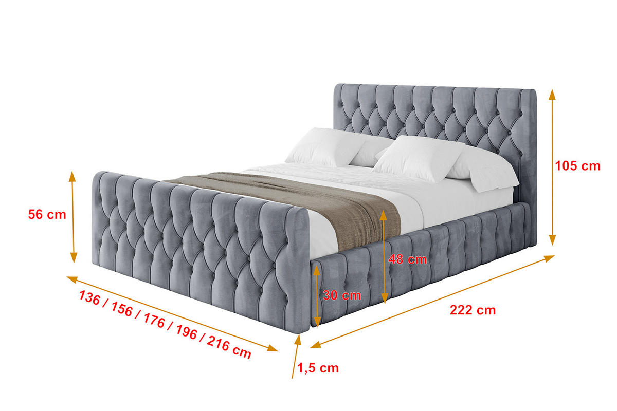 POLSTERBETT mit Bettkasten, Fußteil und Lattenrost, Boxbett ohne Matratze - LARO-Z 120x200 Grau - Grau, Holzwerkstoff/Textil (120/200cm) - ALTDECOR