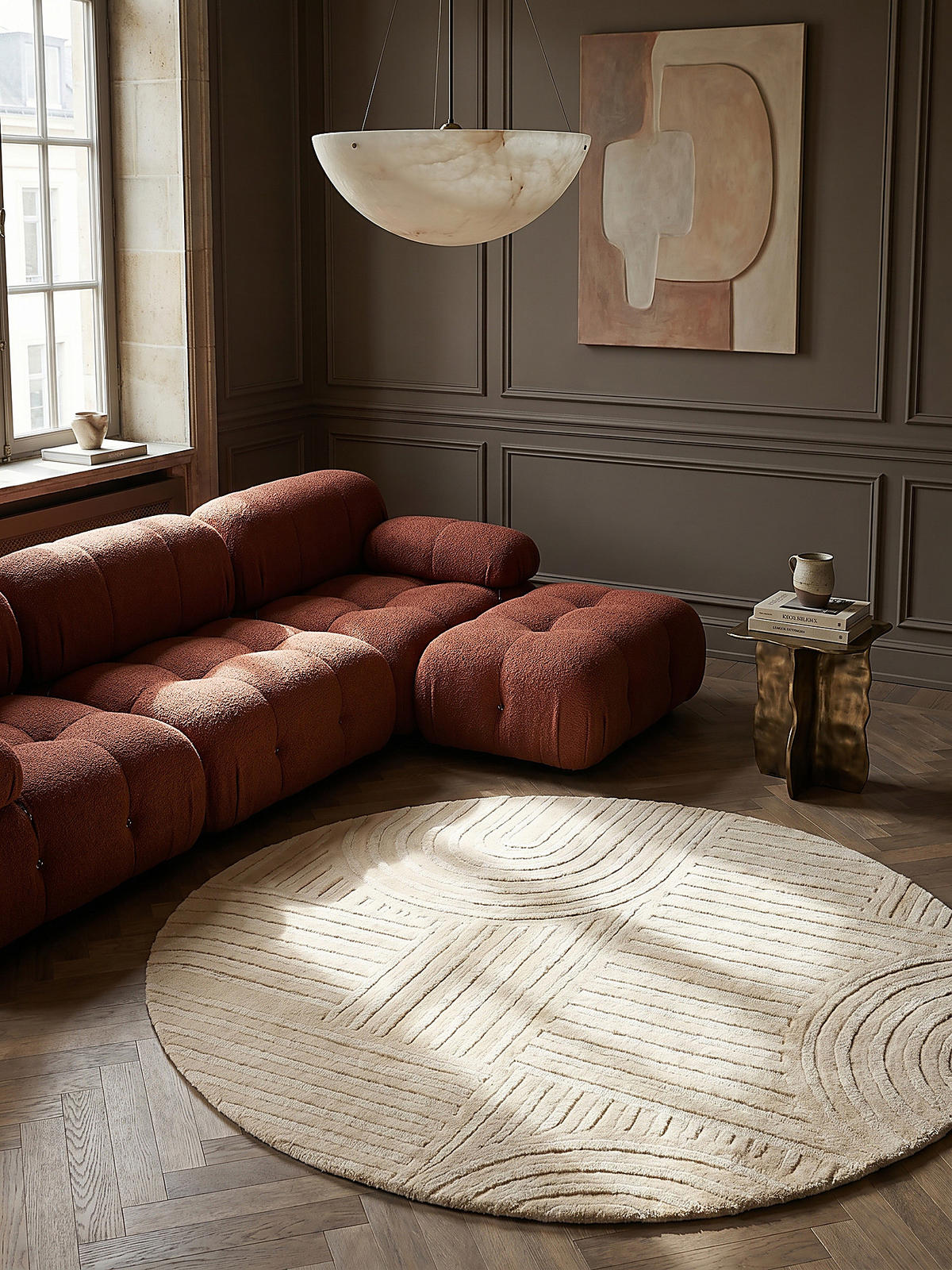 WOLLTEPPICH LEVEN Ø 160 cm - Beige, Textil (160/160cm) - KADIMA DESIGN