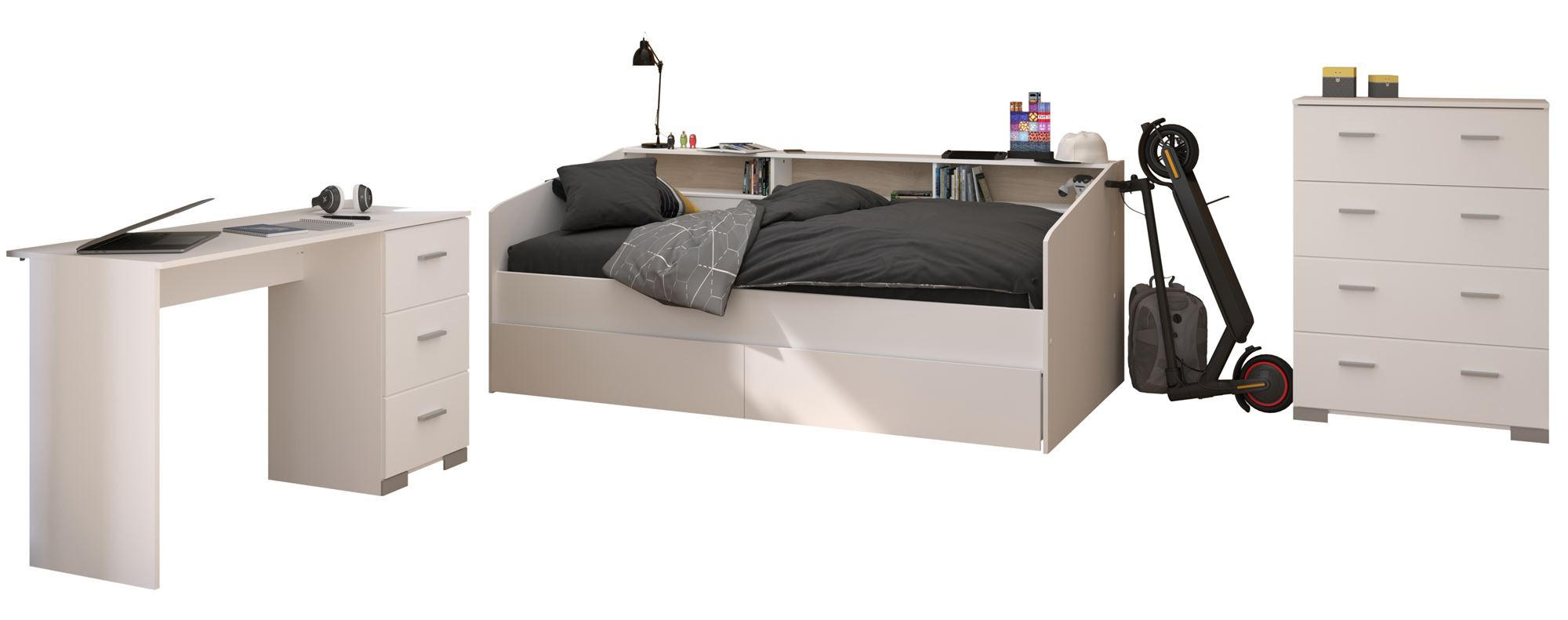 KINDERZIMMER-SET Paca 44 4-tlg. Holznachbildung Weiß/Eiche - Eichefarben/Weiß, Kunststoff (100/1/200cm) - 58aufmkessel