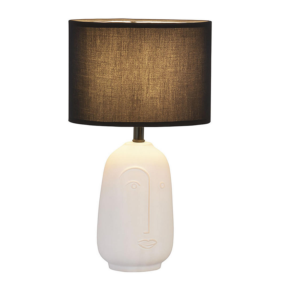 TISCHLEUCHTE Face Keramik Schwarz - Schwarz, Textil (22/22/38.5cm)