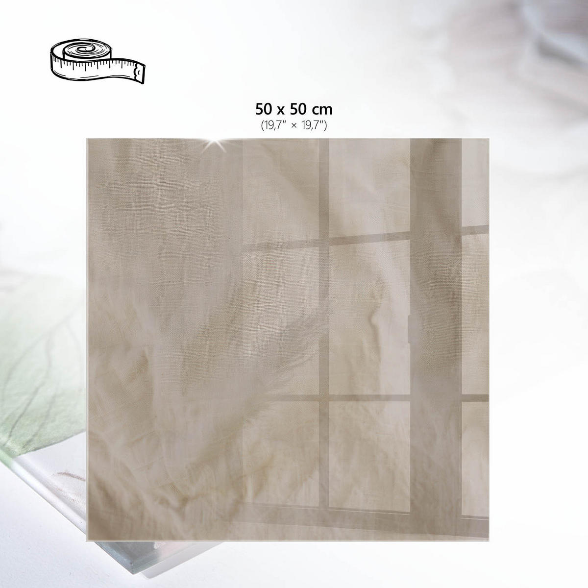 TISCHPLATTE 50x50 cm – Cremematerial - Beige, Glas (50/50/0.4cm) - Wallfluent