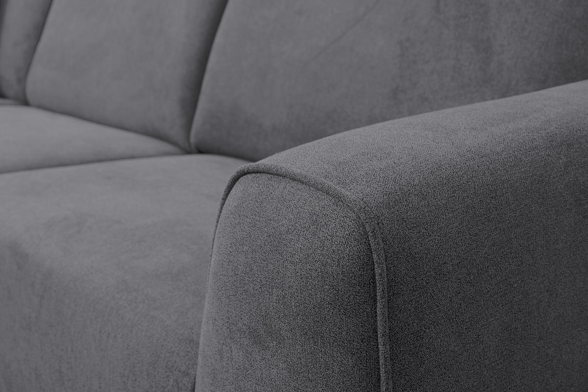 ECKSOFA Mula in L-Form, Coach Farbe: Grau, Velourstoff, Ottomane Links - Grau, Textil (210/274cm) - VENASI MÖBEL