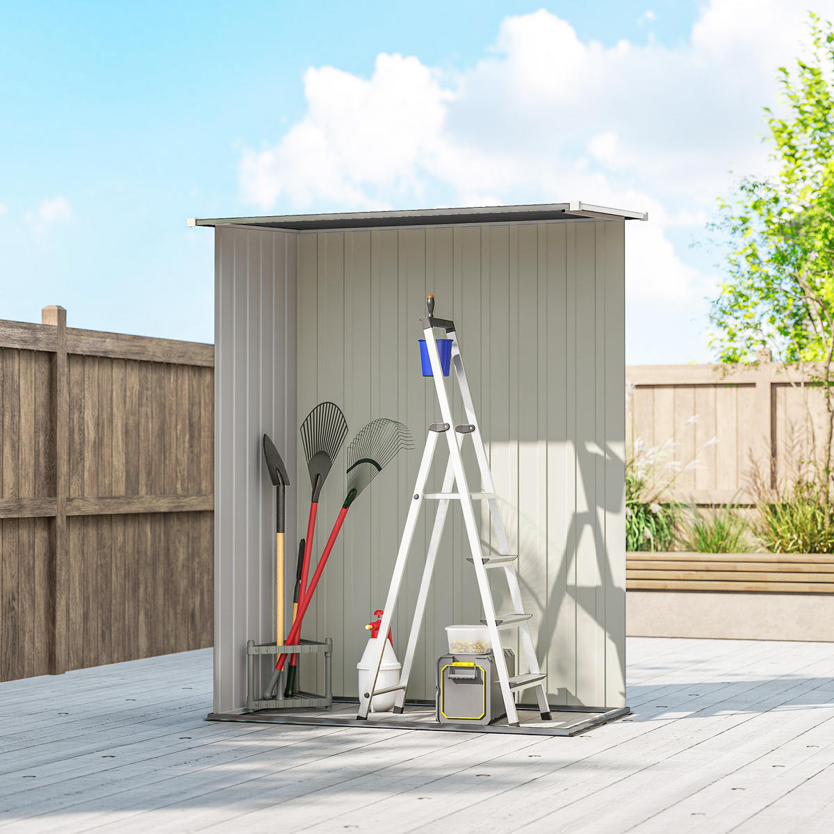 GARTENHAUS Metallgerätehaus für den Außenbereich Tür Outdoor Stahl Dunkelgrau - Dunkelgrau, Metall (84/189/142cm) - Outsunny