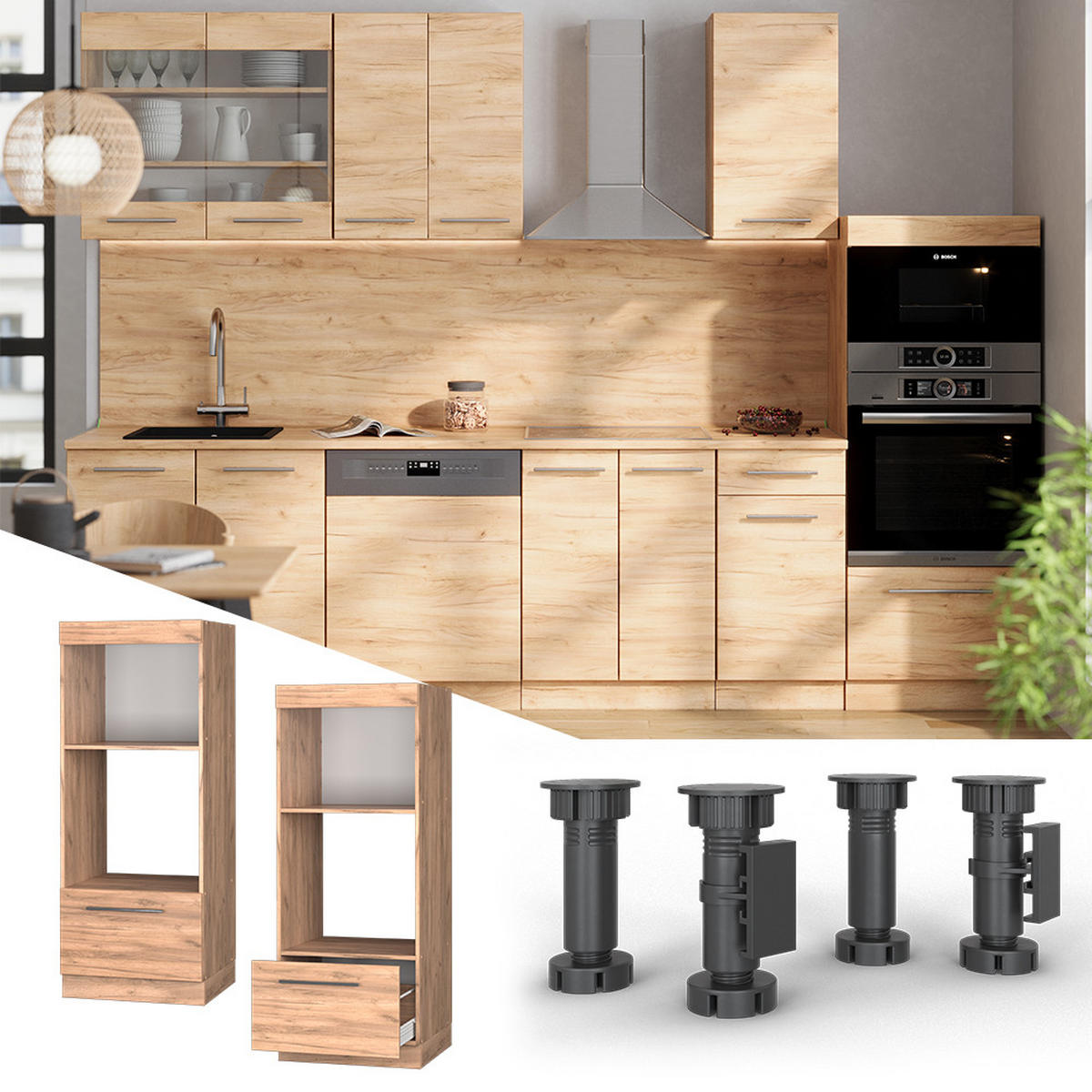 SKŘÍŇKA NA MIKROVLNNOU TROUBU Fame-Line Zlatý mocný dub - medově dubová, kompozitní dřevo (60/153.6/58.1cm) - Vicco