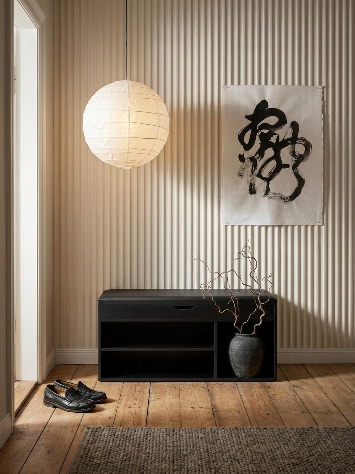 SCHUHBANK – Kunstleder/Holz, 104x51x32 cm, Schwarz, mit Stauraum - Schwarz, Holzwerkstoff/Textil (104/51/32cm) - KADIMA DESIGN