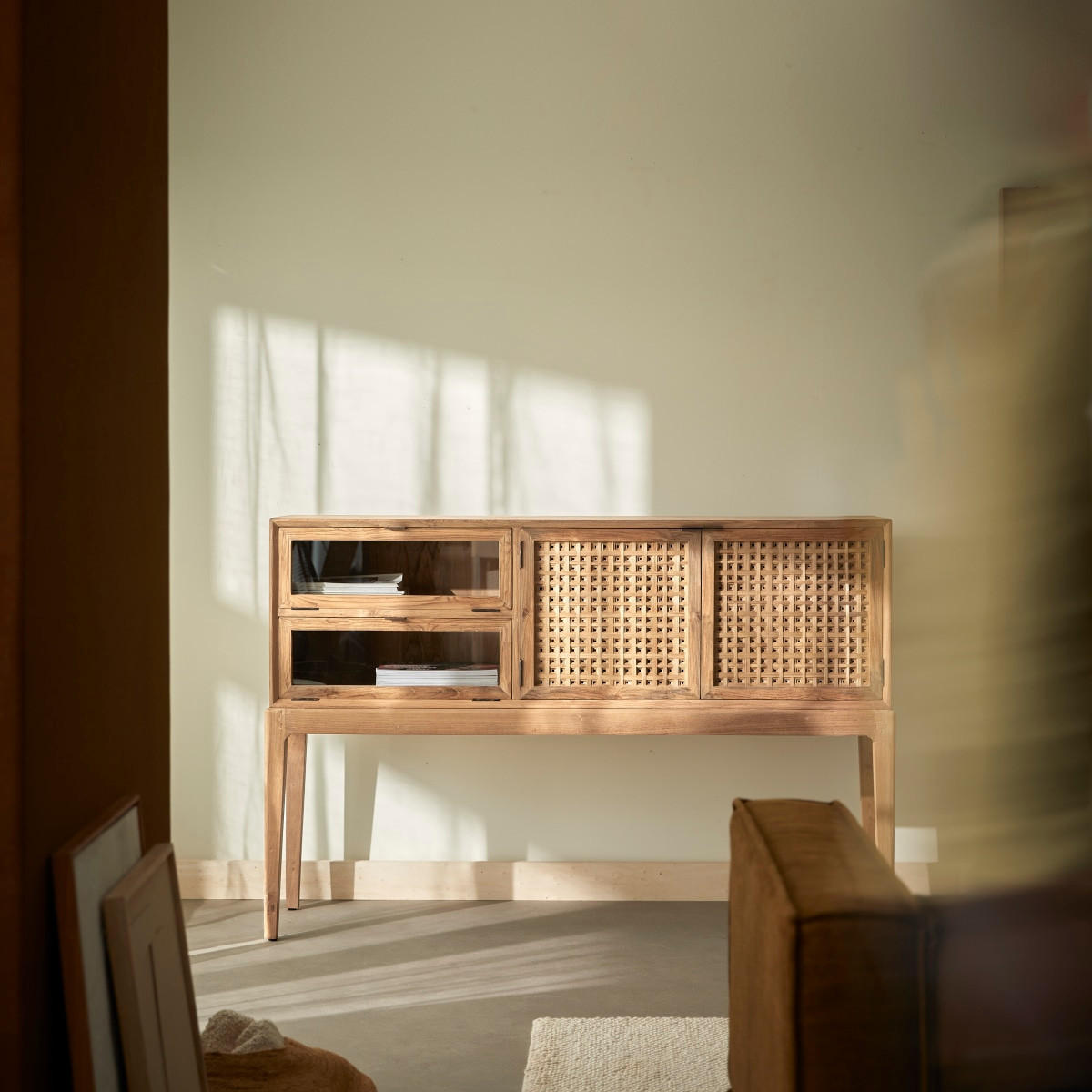 ANRICHTE Tridi Natur aus Teak - Naturfarben, Holz (150/100/45cm) - Tikamoon