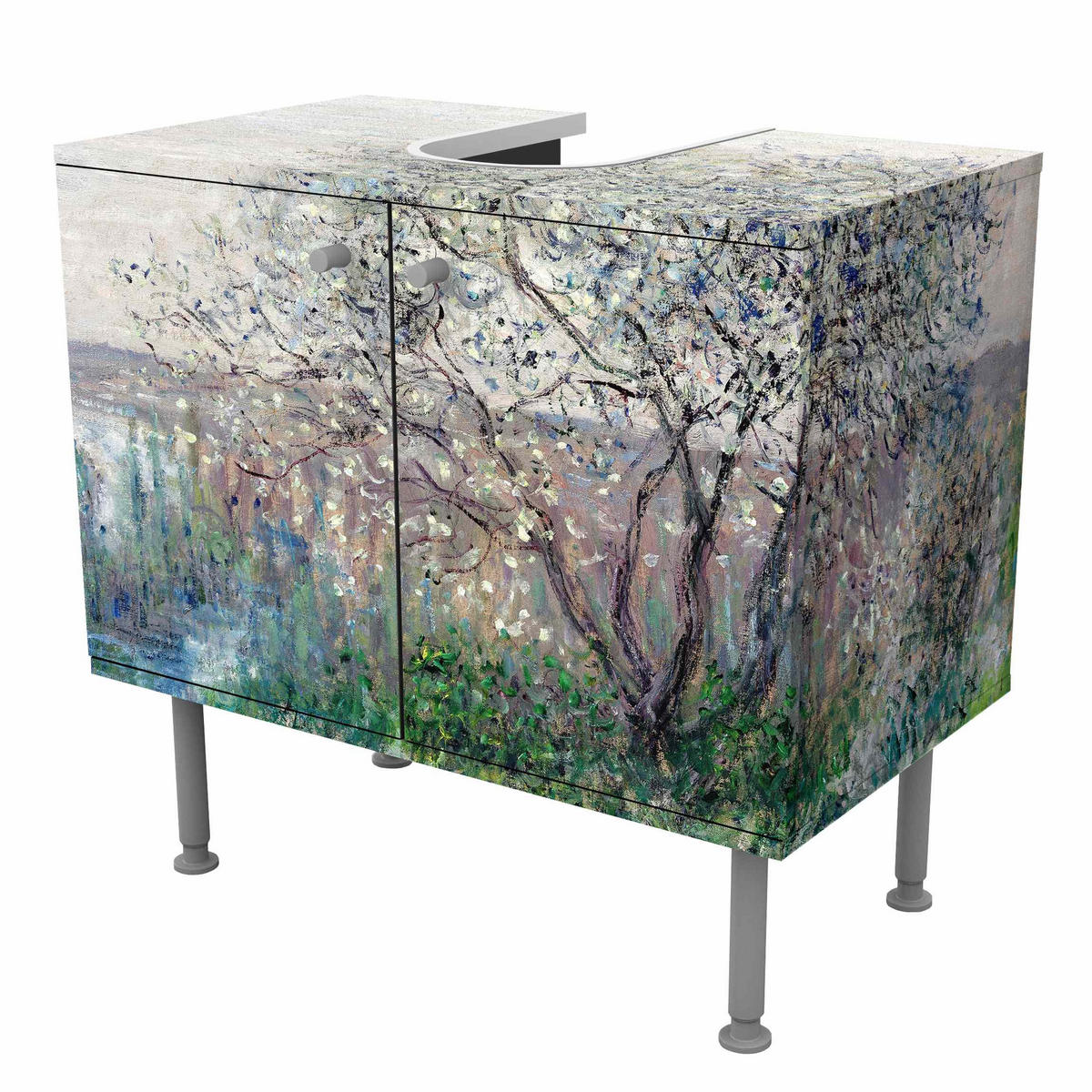 WASCHBECKENUNTERSCHRANK Claude Monet - Frühlingsstimmung 60/55/35 cm - Beige, Holzwerkstoff (60/55/35cm) - Bilderwelten