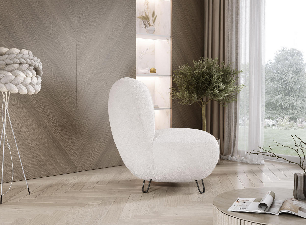 SESSEL LUIS, Skandinavischer Stil – Freistehend, 82×56×82 cm, BEIGE - Beige/Schwarz, Holz/Textil (82/82/66cm) - DomoHome