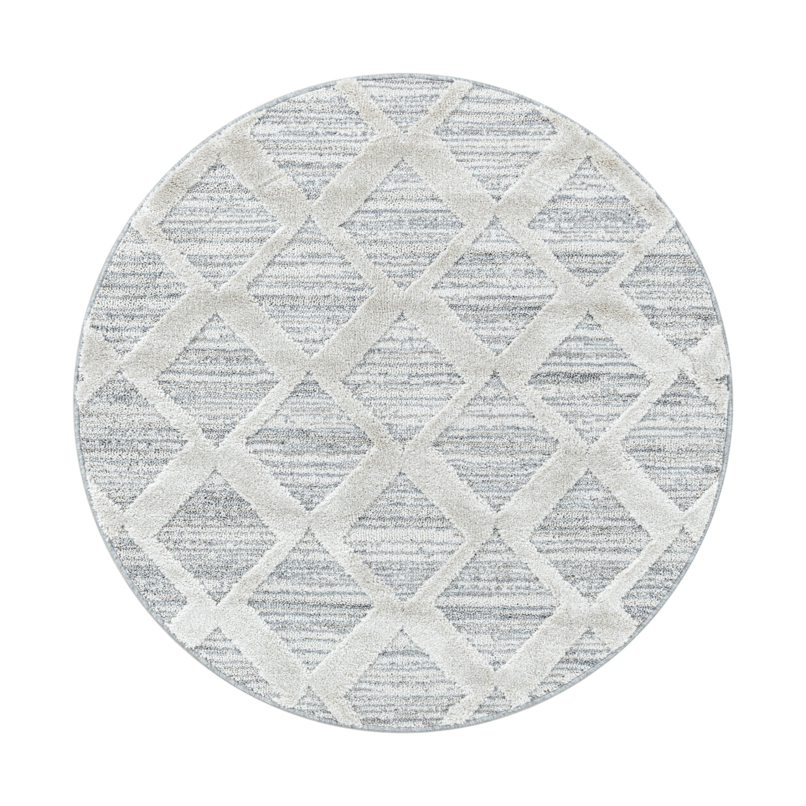 TEPPICH 3D-Effekt Bohemian Skulptural Waschbar Esszimmer Strapazierfähig Rund Grau 120x120 cm – EISACK - Grau, Textil (120/120cm) - KADIMA DESIGN