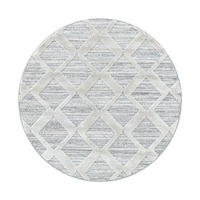 TEPPICH Hochflor Hoch-Tief Boho-Muster Polypropylen Wohnzimmer Grau Rund 120x120 - Grau, Textil (120/120cm) - KADIMA DESIGN