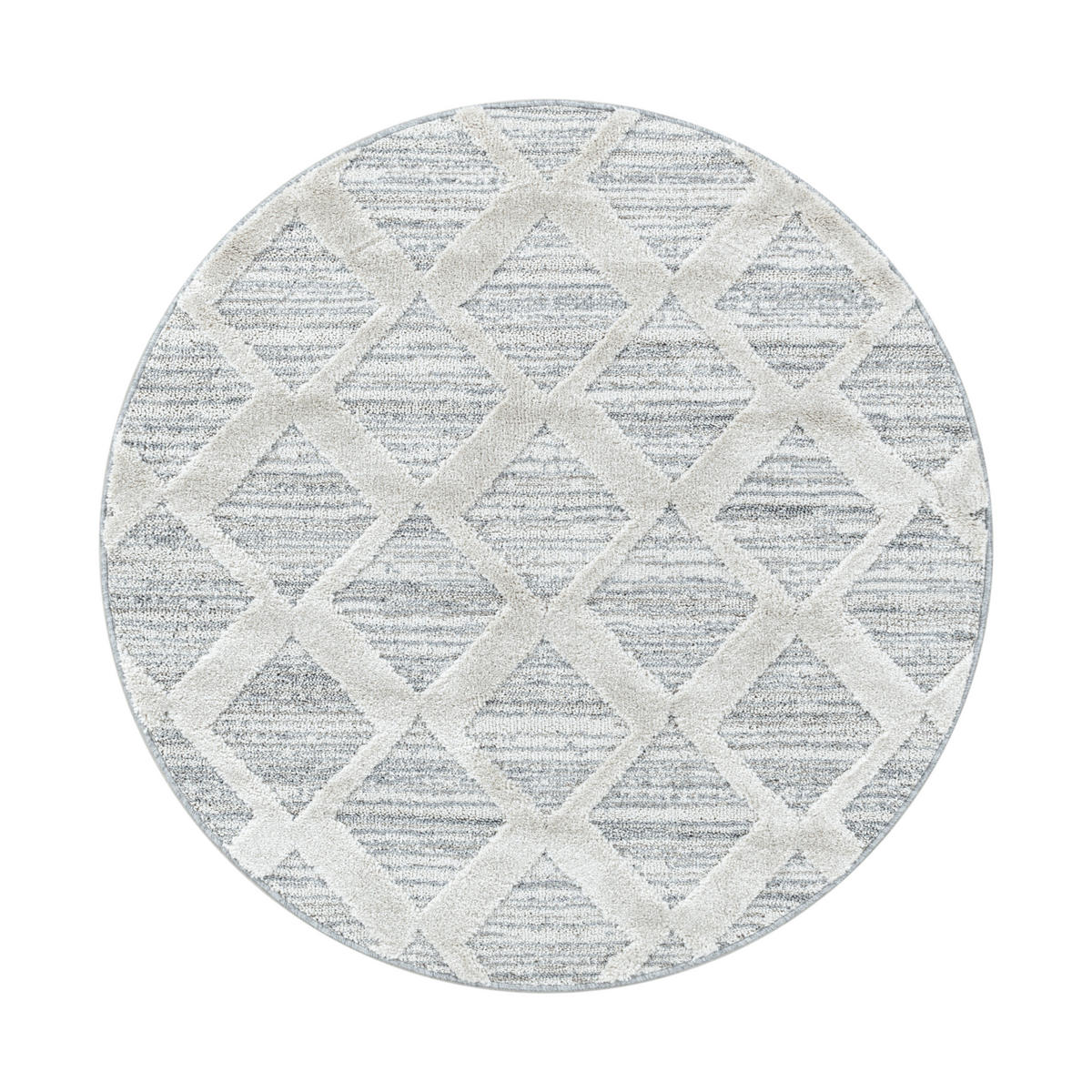TEPPICH Hochflor Hoch-Tief Boho-Muster Polypropylen Wohnzimmer Grau Rund 120x120 - Grau, Textil (120/120cm) - KADIMA DESIGN