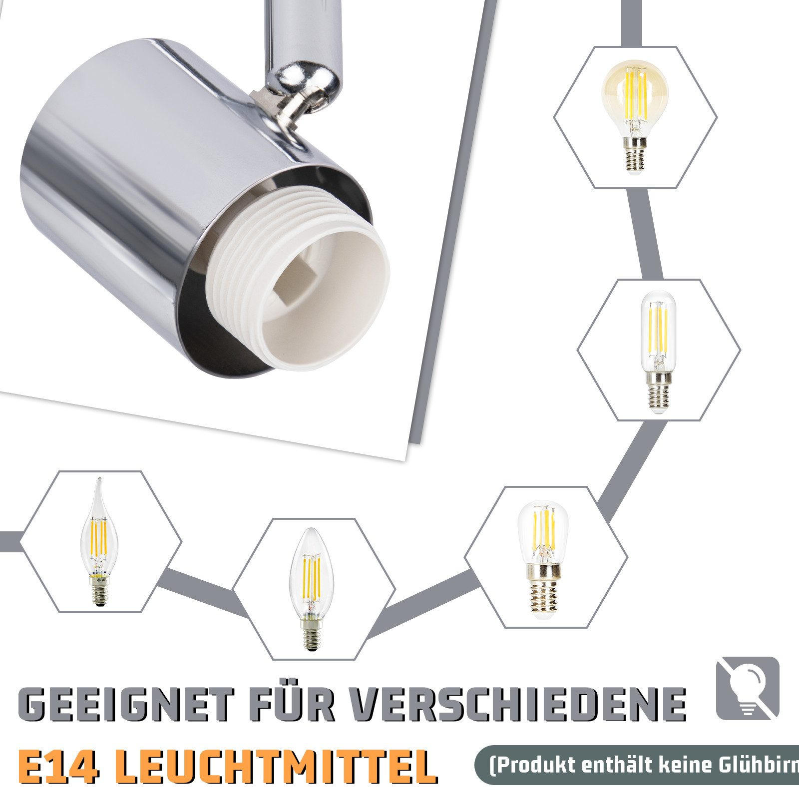 Thumbnail - ZMH Deckenstrahler, Weiß, Metall, Vintage, 10x16.5x42.5 cm, Lampen & Leuchten, Innenbeleuchtung, Spots & Strahler, Decke...