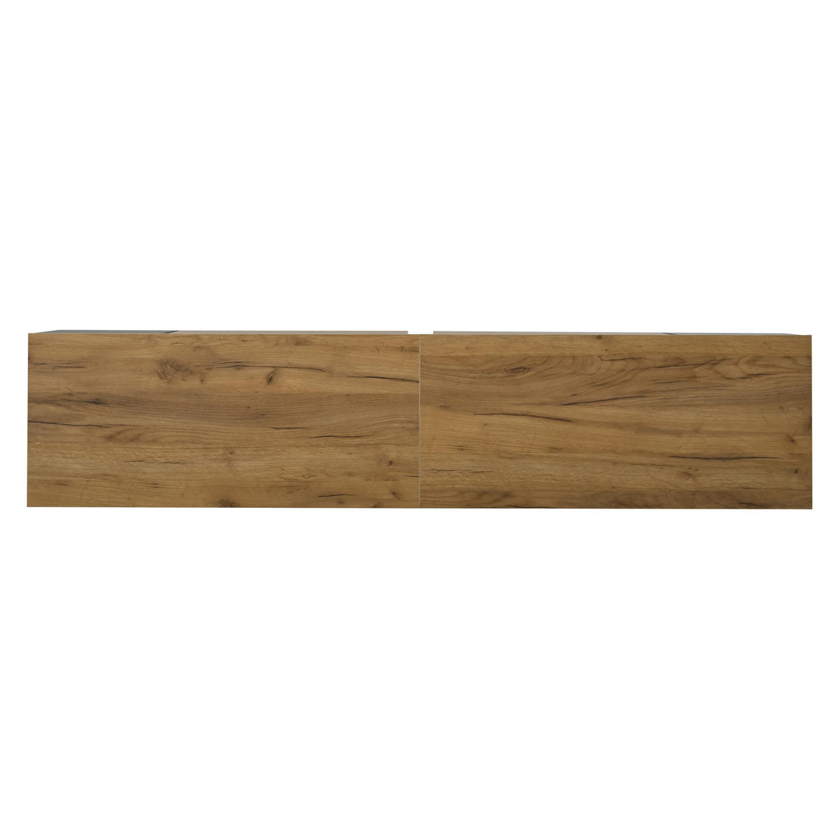 TV STOLEK přírodní barva se 2 skříňkami a otevřenými policemi, pro TV do 75", 180 × 40 × 55 cm - přírodní/černá, kov/kompozitní dřevo (180/55/40cm) - STILVORA