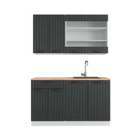 SINGLEKÜCHE Fame-Line Anthrazit Landhaus/Weiß 140 cm, AP Eiche - Dunkelgrau/Anthrazit, Holzwerkstoff (140/81.6/60cm) - Vicco