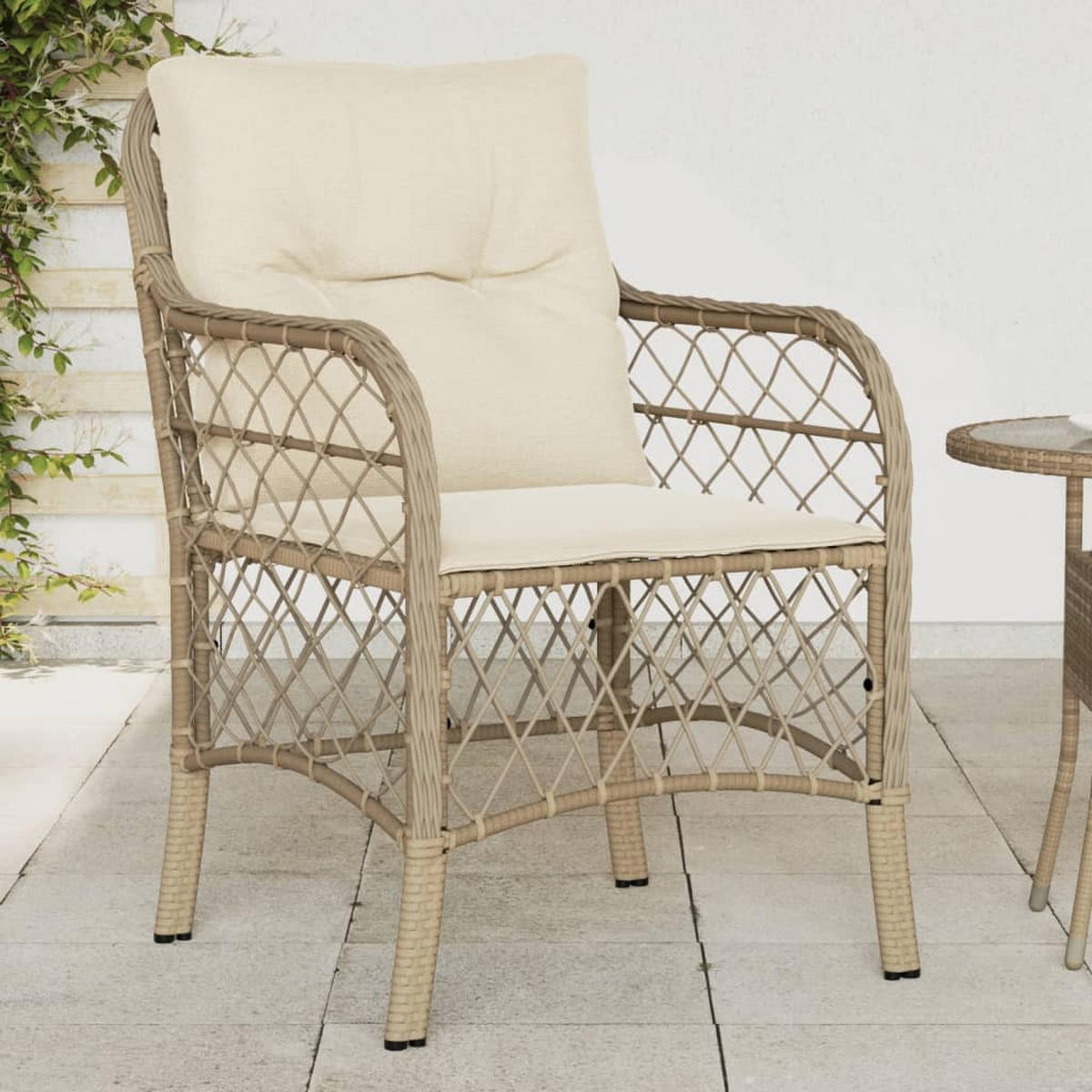 GARTENSTÜHLE Mit Kissen 2 Stk. Beige Poly Rattan - Beige, Kunststoff (67/86/58.5cm) - vidaXL