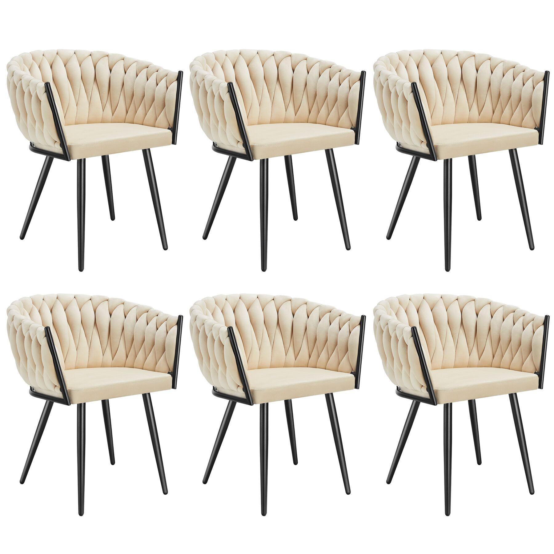 ESSZIMMERSTUHL 6er Set Astano 60 5 x 55 x 75 cm Sand - Sandfarben, Textil (60.5/75/55cm) - tectake