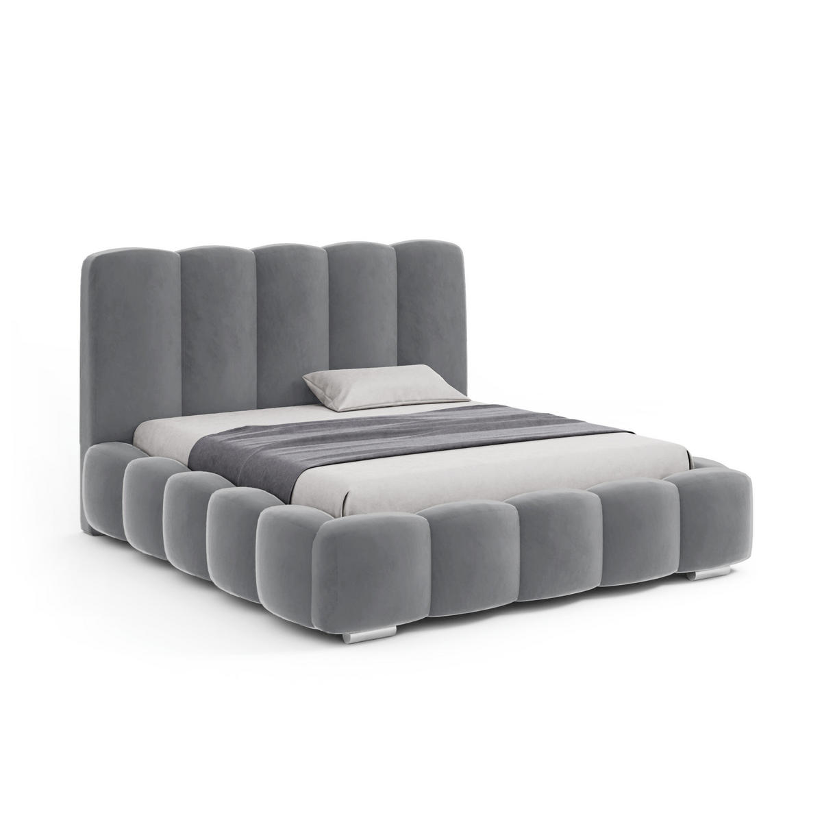 DOPPELBETT mit bettkasten Leytron 140x200 cm, Hellgrau - Hellgrau, Textil (140/200cm) - Fedve