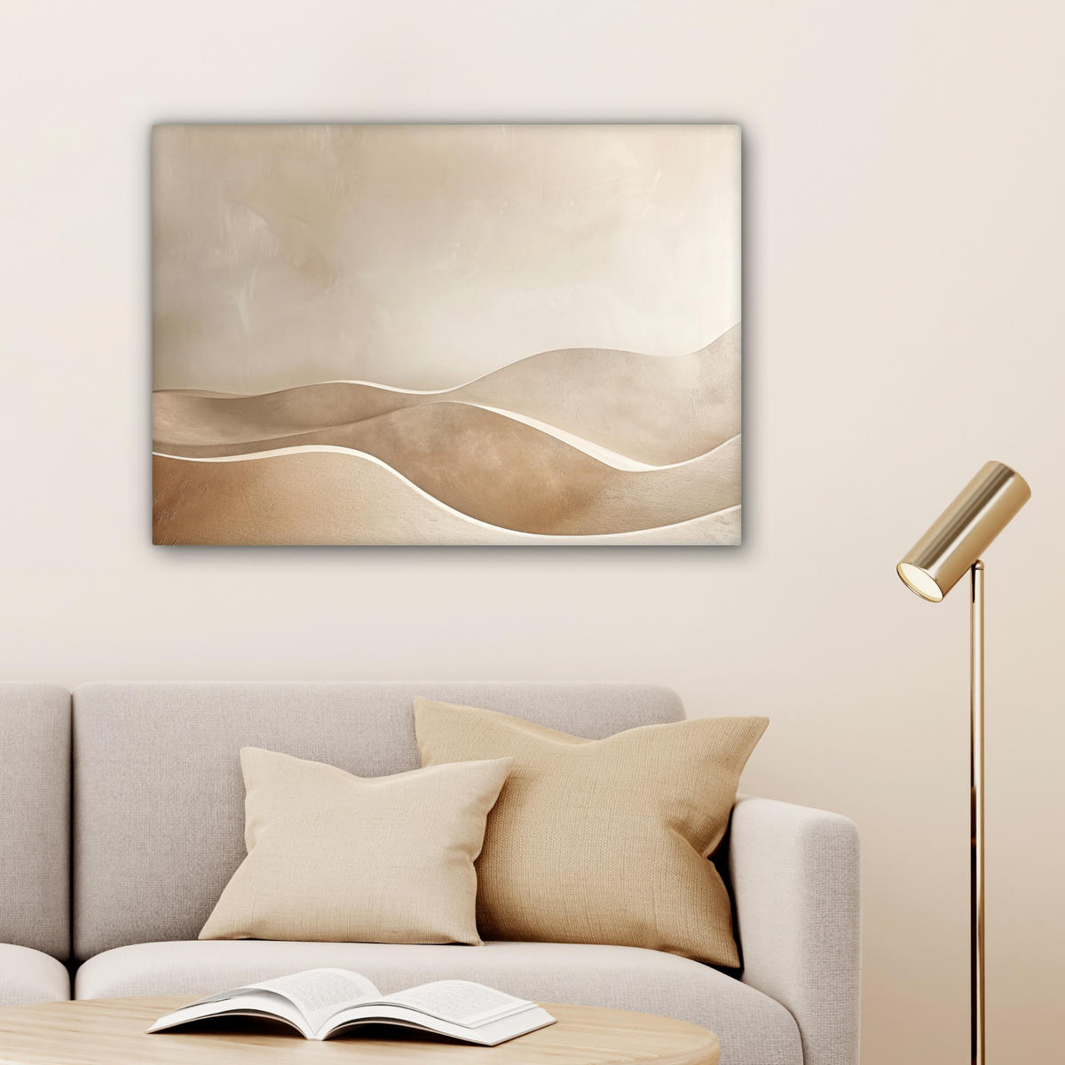 LEINWANDBILD Beige - Natur - Abstrakt - Modern Wandbilder 80x60 cm - Beige, Textil (80/60cm) - MuchoWow