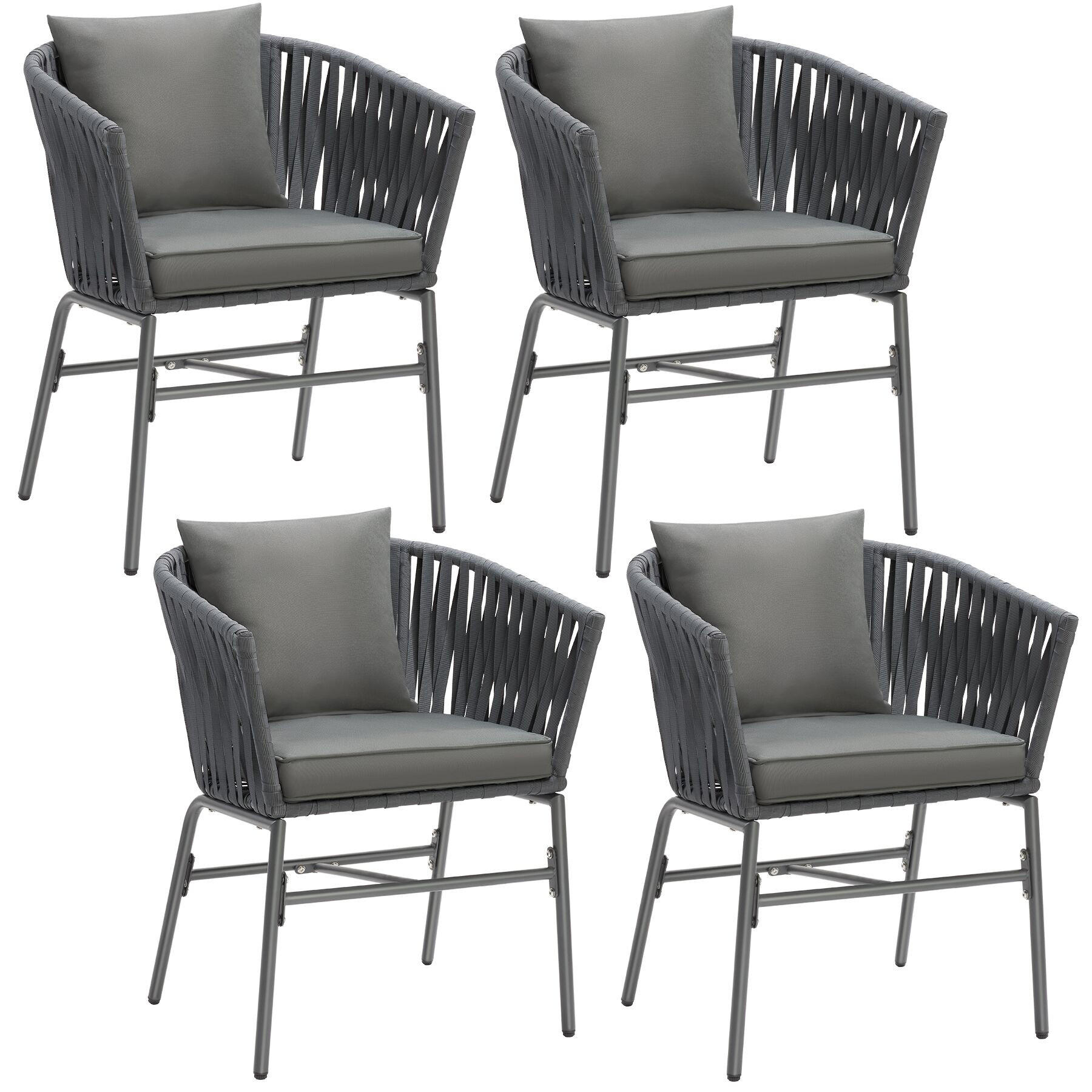 STUHLSET Valeiras,60 x 61 x 77 cm,dunkelgrau/dunkelgrau - Dunkelgrau, Textil (60/77/61cm) - tectake