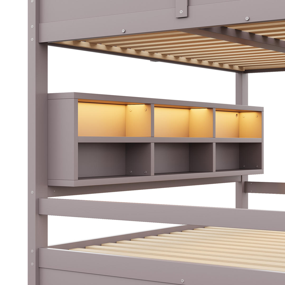 ETAGENBETT 160/200 cm in Braun Kinderbett mit 6 Schränken und LED - Braun, Holzwerkstoff (160/200cm) - STILVORA
