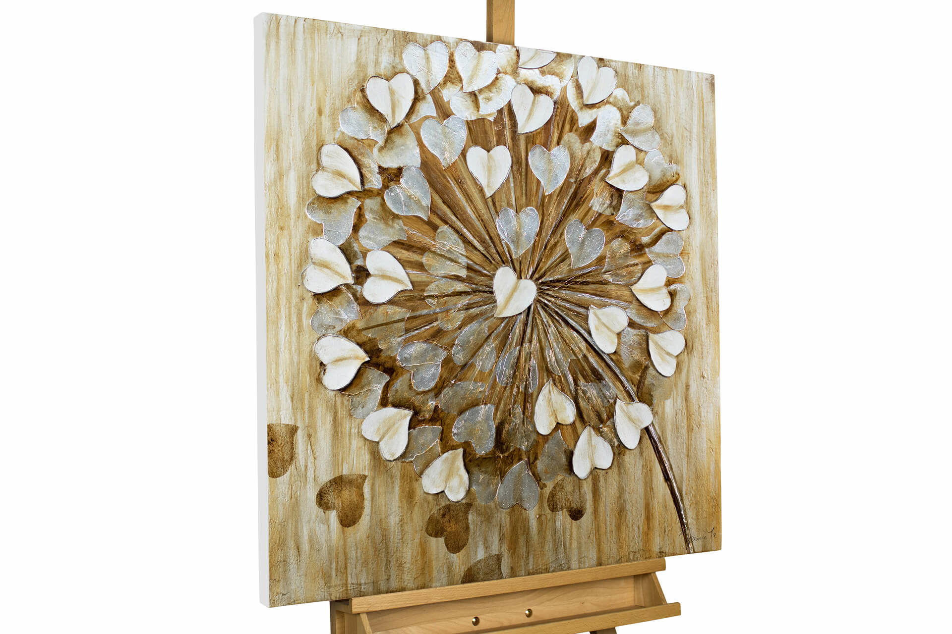 ÖLGEMÄLDE 80/80 cm - Beige/Braun, Holz/Textil (1.6/80cm) - KUNSTLOFT