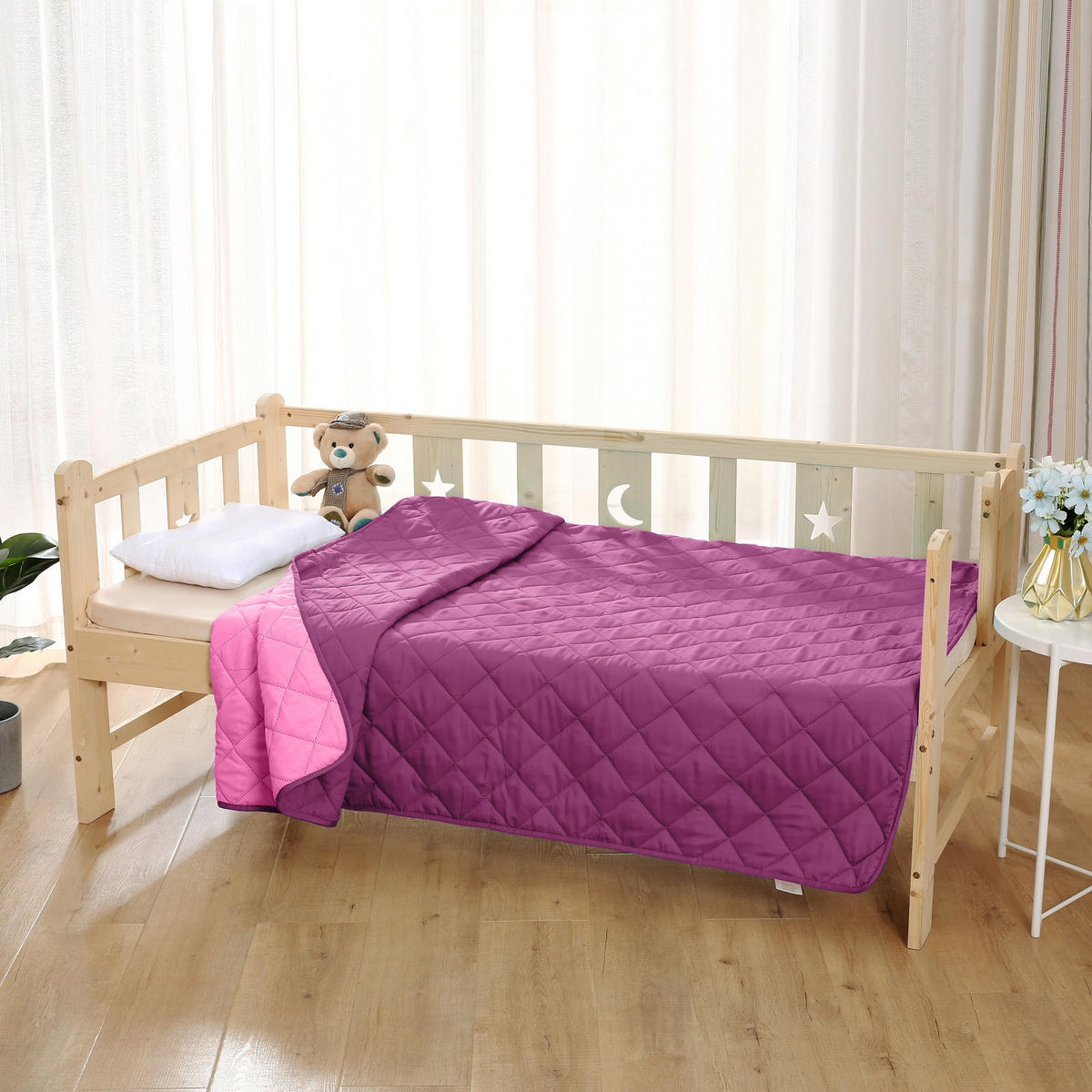 KINDER-SOMMERBETT Steppbett lila/pink - Lila, Textil (135/200cm) - wometo