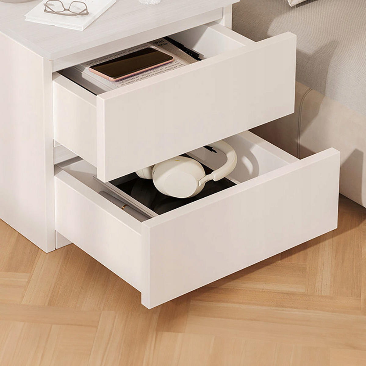 NACHTTISCH , weiß, 40x30x41 - Weiß, Holz (40/41/30cm) - MUVU