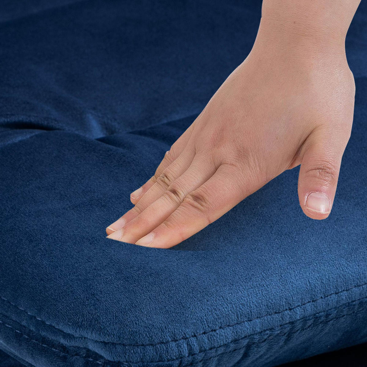 BARHOCKER Samt blau - Blau/Weiß, Textil/Metall (42/94/56cm) - CLP