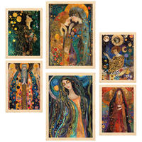 POSTER Set Mit 6 Tarotkarten Arkan A3 & A4 Rahmen Aus Hellem Holz - Beige, Papier (29/3cm) - Nacnic