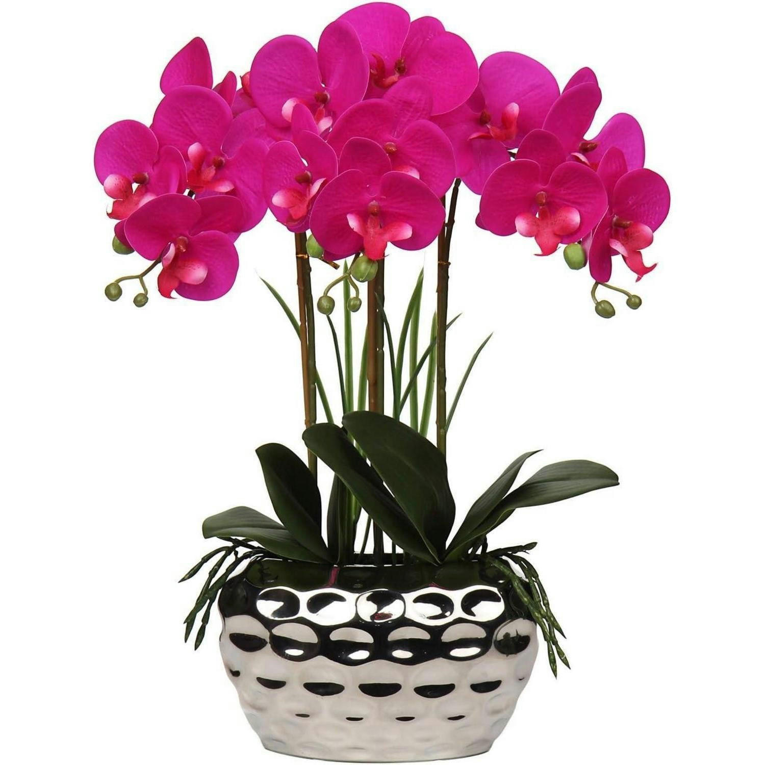 KUNSTORCHIDEE Phalaenopsis 44 cm Violett im Keramiktopf - Pink, Keramik (43.9cm)