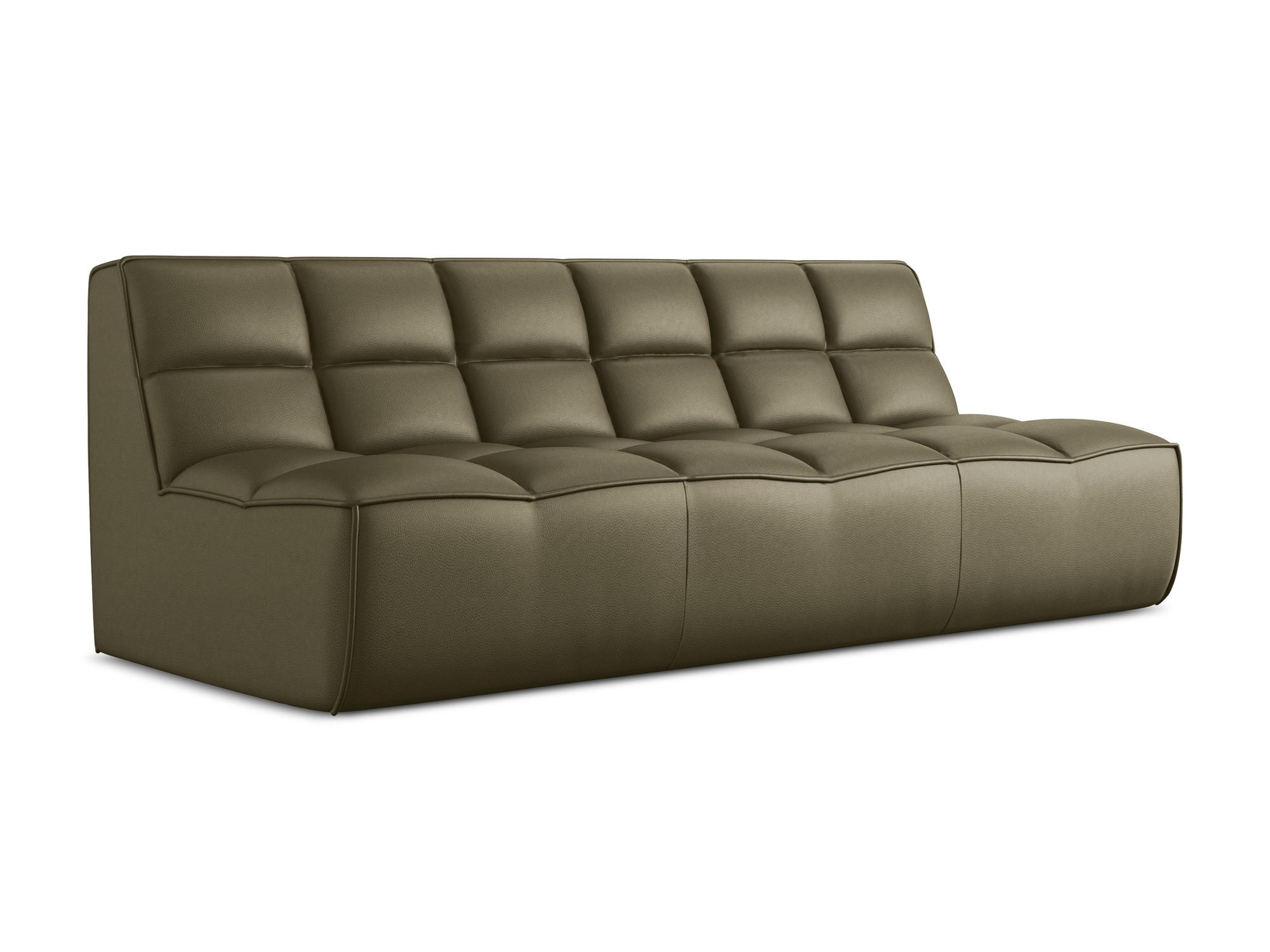3-SITZER SOFA Kunstleder Grün - Schwarz/Olivgrün, Leder/Kunststoff (210/75/93cm) - Makamii