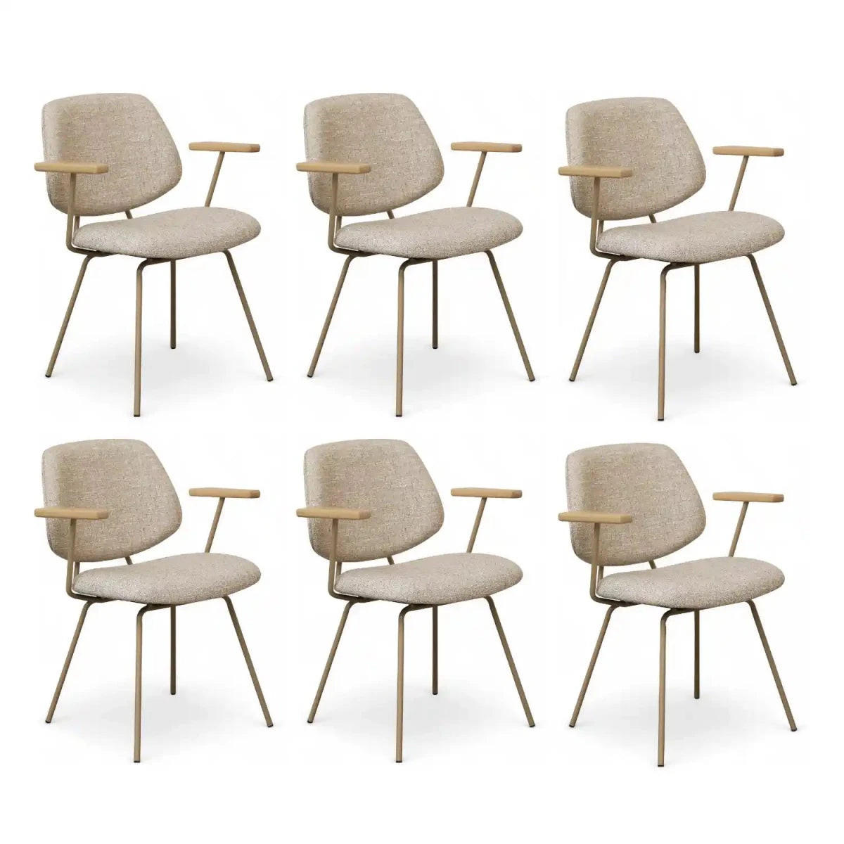 ARMLEHNSTUHL-SET 6 Stück in Teddystoff Beige - Beige, Textil/Metall (50/82/58cm) - Furnhouse