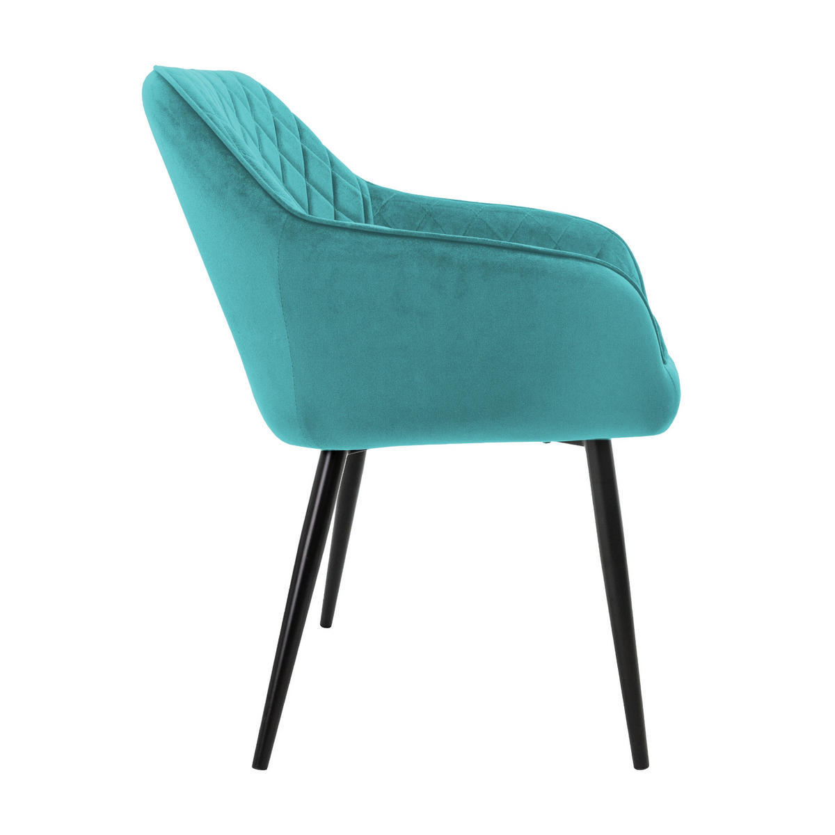 ESSZIMMERSTUHL Samt Türkis 4er Set - Türkis, Textil (63/80/60cm) - ML-DESIGN