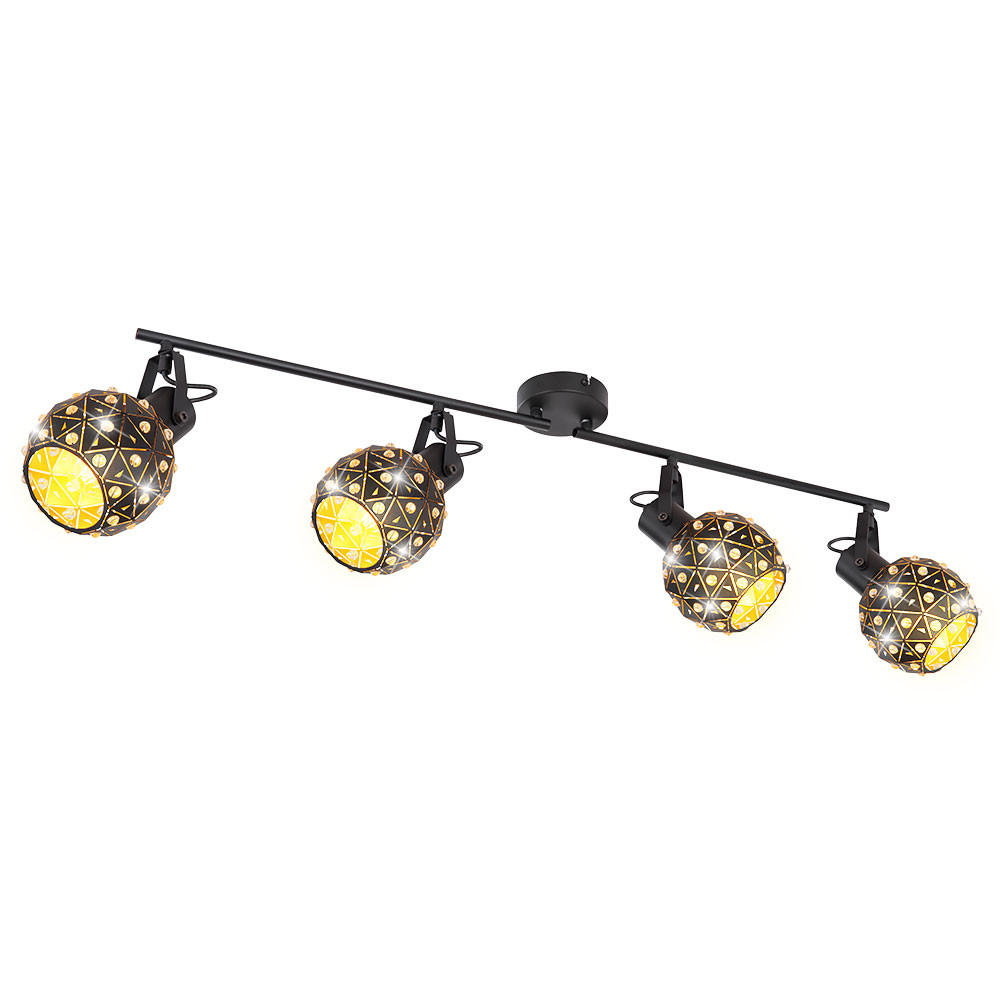 DECKENLEUCHTE Metall Schwarz 4 flammig - Schwarz, Glas (90/12/26cm) - Globo Lighting