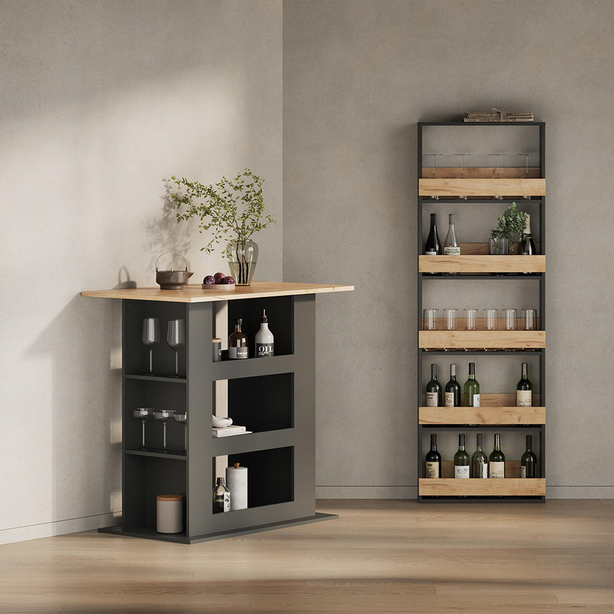 BARTISCH Regusa Goldkraft Eiche/Anthrazit 110 x 65 cm - Honigeiche/Anthrazit, Holzwerkstoff (65/110/106cm) - Livinity®