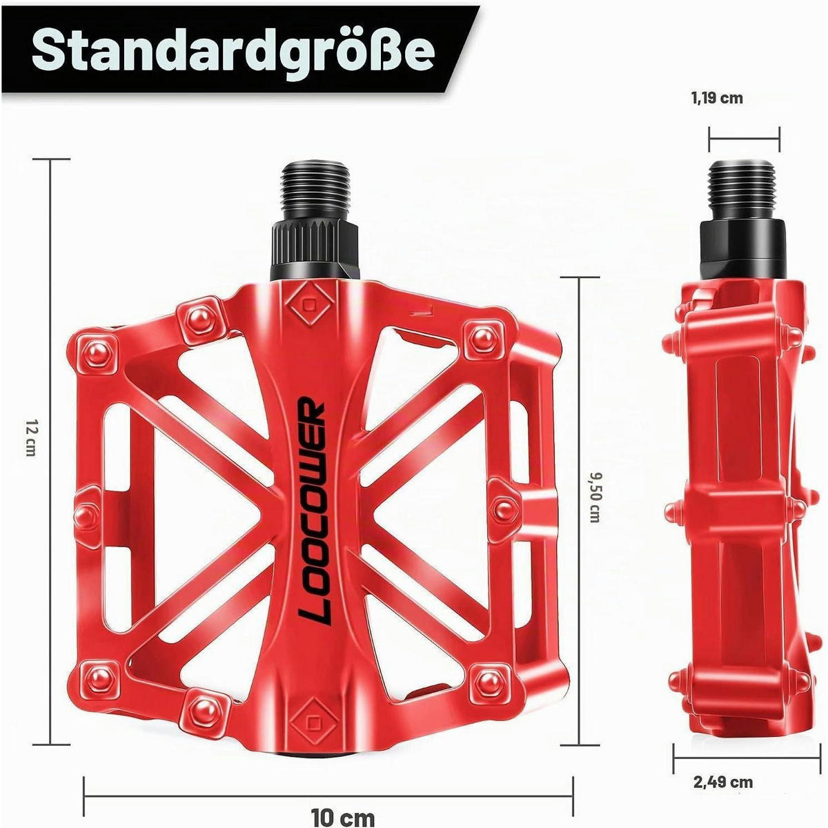 FAHRRADPEDALE Aluminiumlegierung Rot 9/16 Zoll Set - Rot, Metall (10/2.5/12cm)